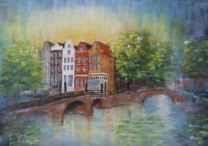 Canal houses Amsterdam softpastel