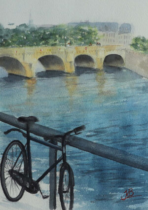 Bicycle in front of Pont Neuf Paris