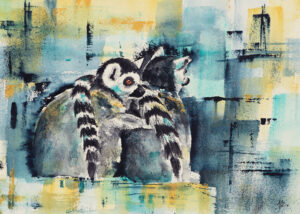 Ringtailed lemurs deeply in love